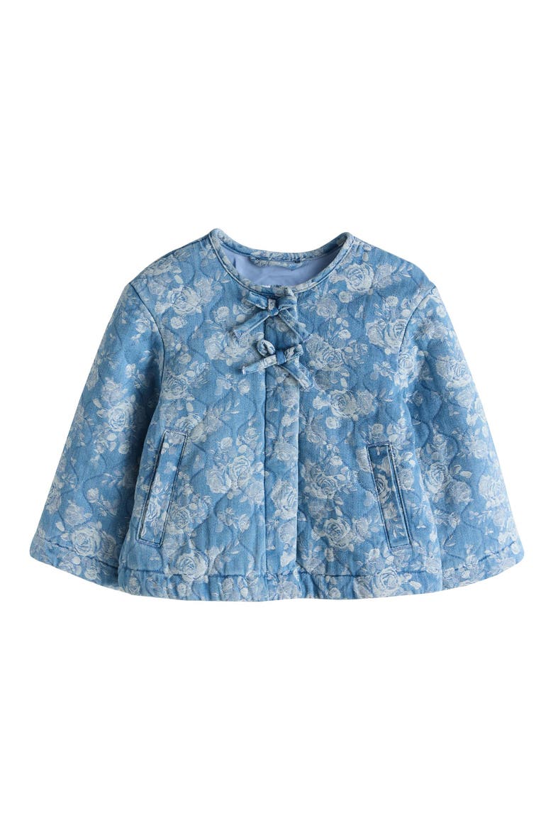 Kids' Floral Quilted Denim Jacket, Main, color, BLUE