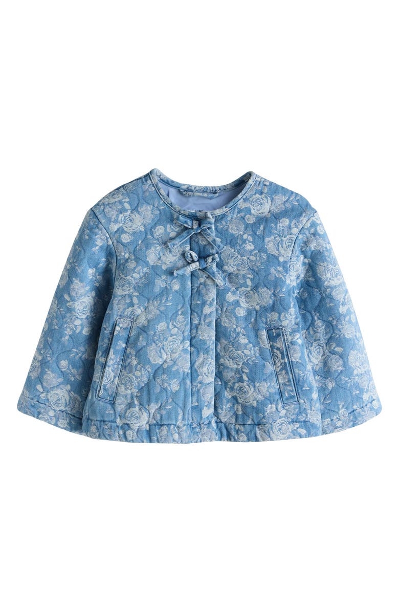 NEXT Kids' Floral Quilted Denim Jacket, Main, color, Blue