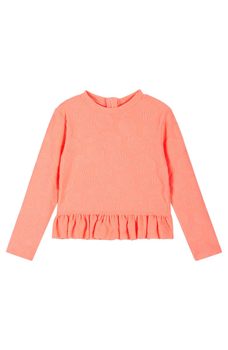Andy & Evan Kids' Coral Terry Long-Sleeve Rib Two-Piece Swimsuit, Alternate, color, Orange Neon