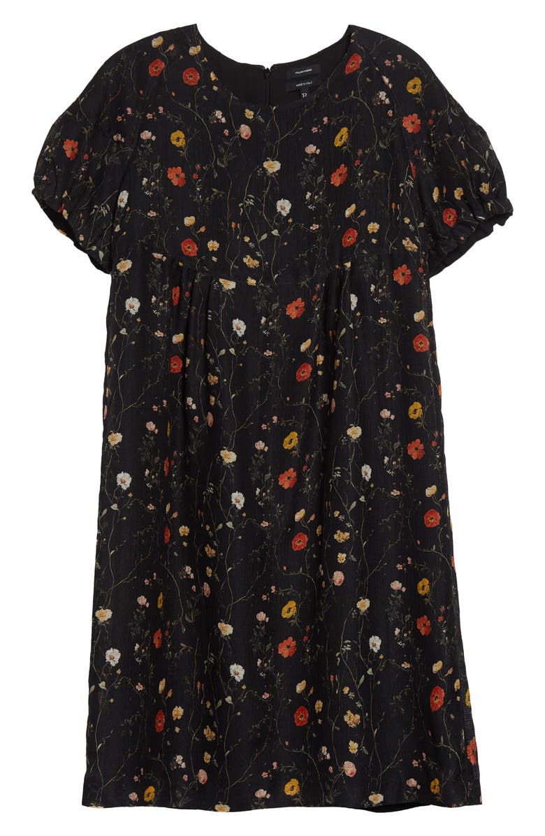 R13 Raglan Sleeve Babydoll Dress, Alternate, color, Floral On Black