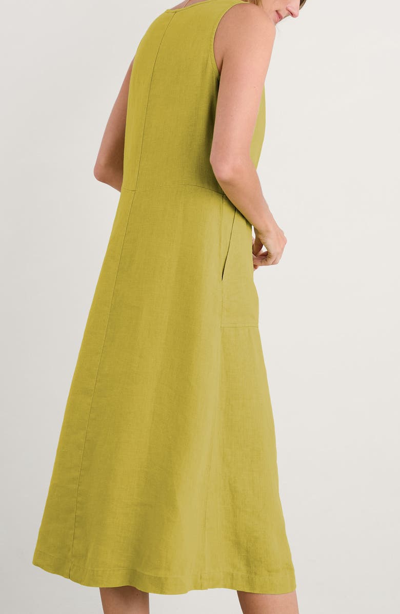 Seasalt Cornwall Grass Wave Sleeveless Linen Midi Dress, Alternate, color, Lime