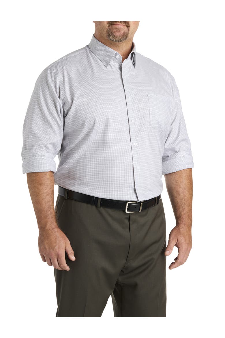 Big & Tall Textured Check Patterned Dress Shirt, Alternate, color, WHITE