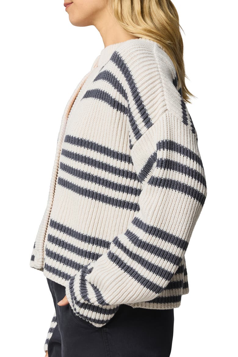 Alexandra Stripe Cotton Blend Cardigan, Alternate, color, MOONSTONE GREY/ INK BLUE