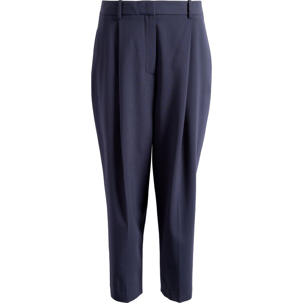 Theory High Waist Wool Blend Pants In Blue