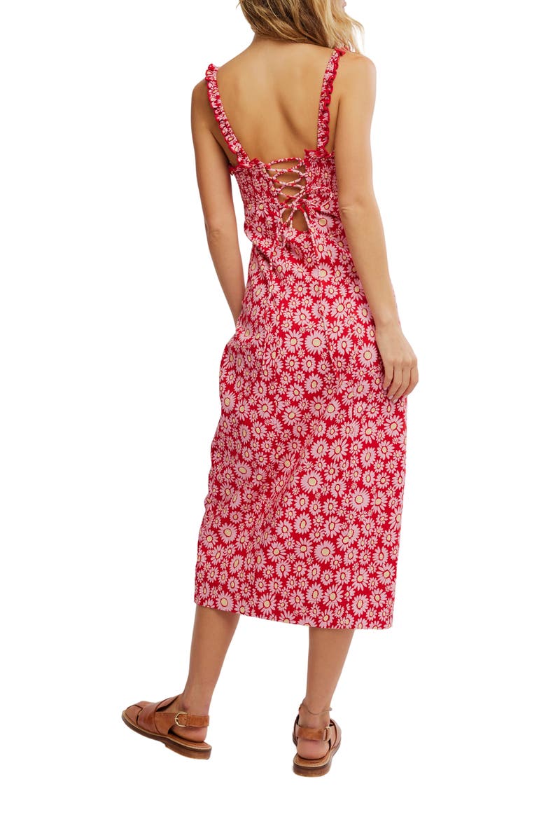 Free People Lucinda Floral Print Midi Dress, Alternate, color, Tomato Daisy
