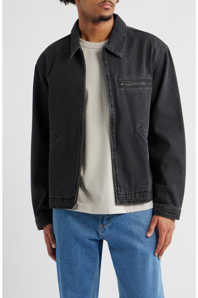 Denim Zip Jacket, Main, color, BLACK WASHED