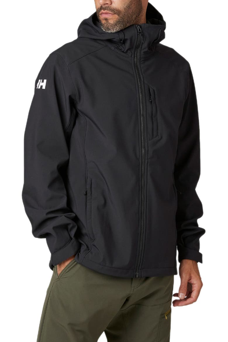 Paramount Water Resistant Hooded Softshell Jacket, Main, color, BLACK