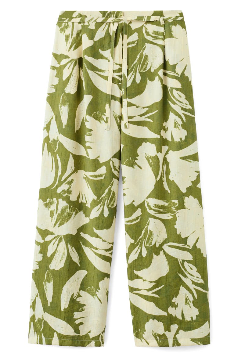 Floral Belted Straight Leg Pants, Alternate, color, GREEN