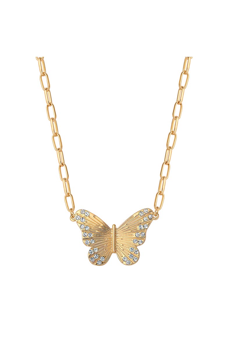 Butterfly and Heart Layered Necklace, Alternate, color, Gold