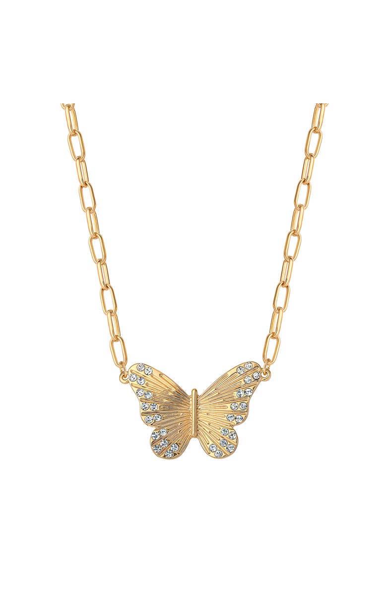 Jessica Simpson Butterfly and Heart Layered Necklace, Alternate, color, Gold