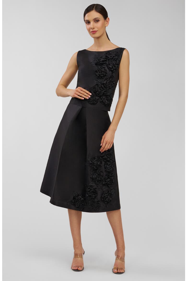 Anita Floral Appliqué Sleeveless Top, Alternate, color, BLACK