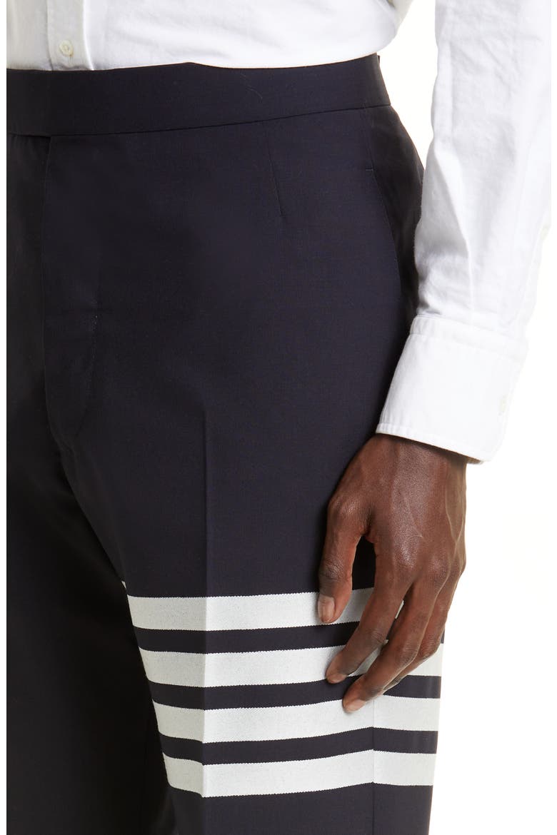 4-Bar Mélange Wool Pants, Alternate, color, NAVY