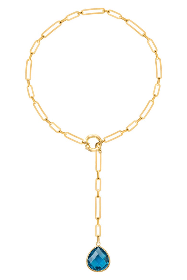 Blue Quartz Lariat Necklace, Main, color, GOLD