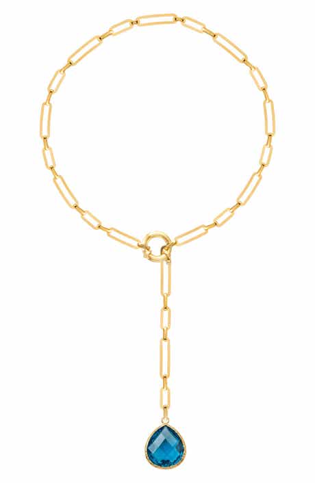GABI RIELLE Blue Quartz Lariat Necklace