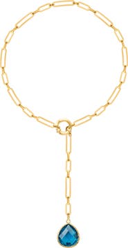 GABI RIELLE Blue Quartz Lariat Necklace