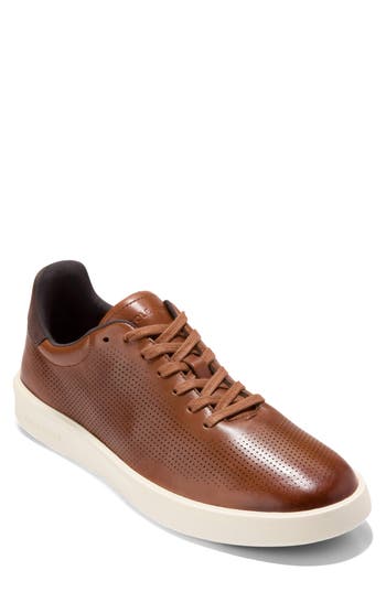 Cole Haan Grand Crosscourt Modern Perforated Sneaker In British Tan/ch Dk Cho