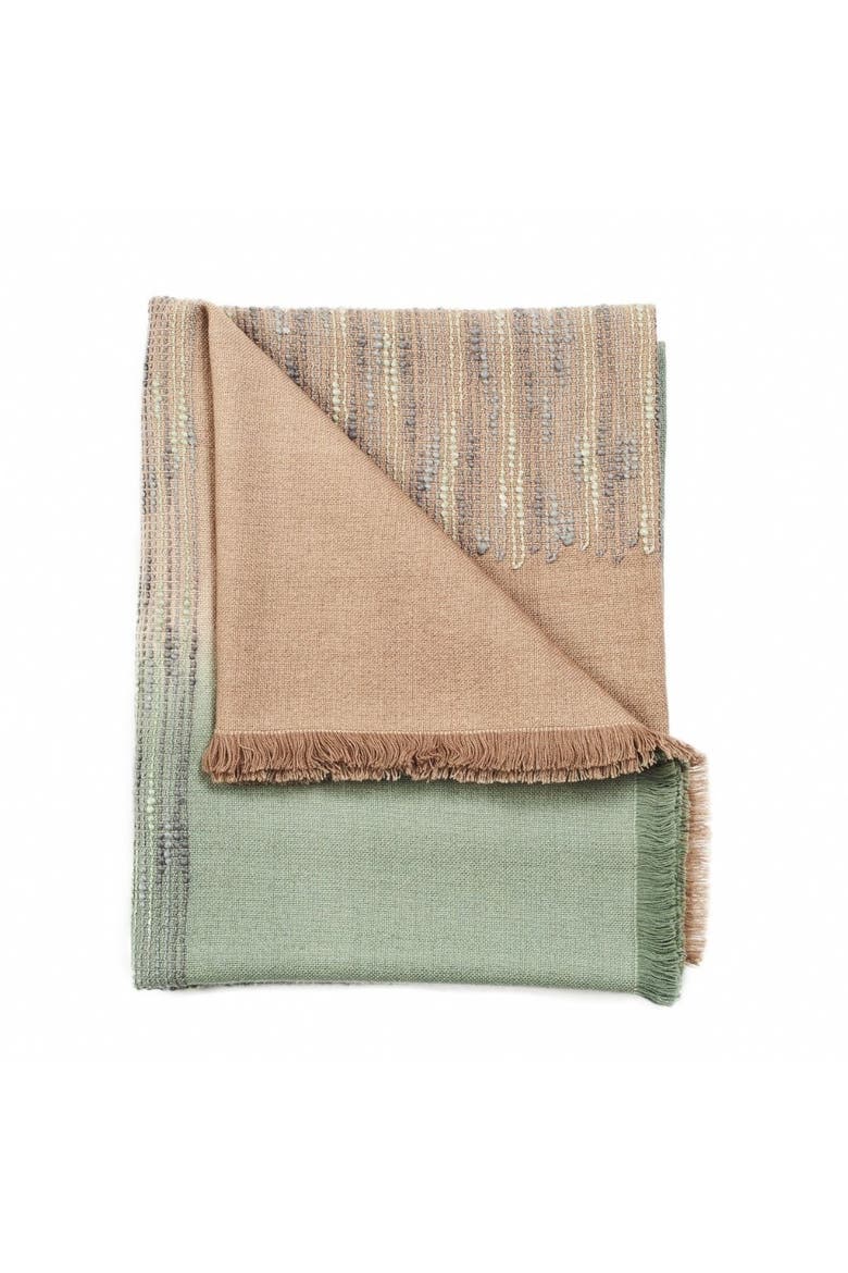 Merino Wool Bedspread with Hand Embroidery, Main, color, Salvia Green