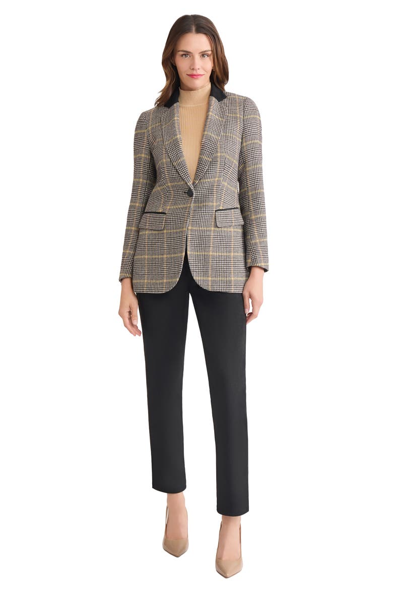 Plaid Elbow Patch Blazer, Alternate, color, CARAMEL MULTI