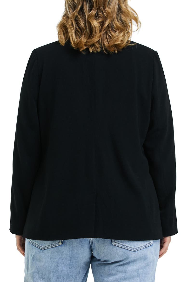 Megan One-Button Crepe Blazer, Alternate, color, BLACK