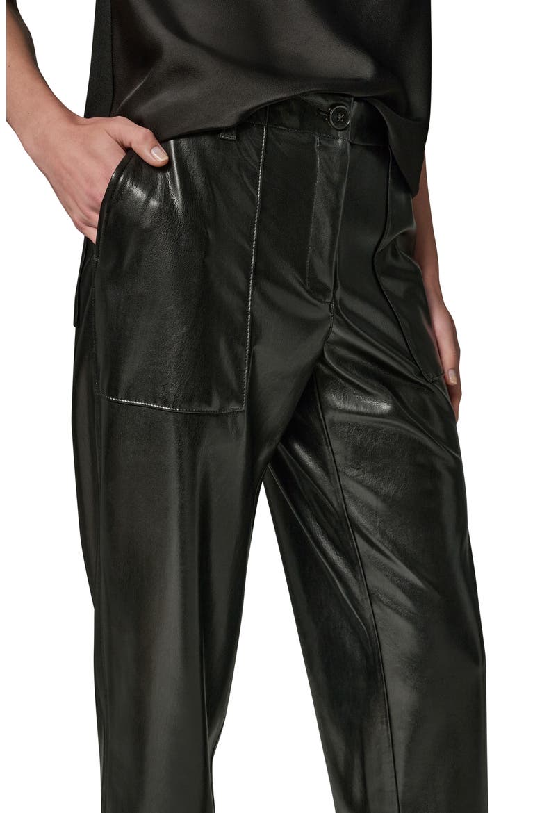 Faux Leather Patch Pocket Pants, Alternate, color, BLACK