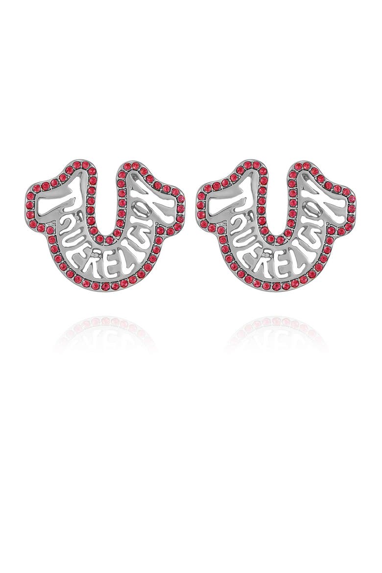 Logo horseshoe post earring, Main, color, silvertone