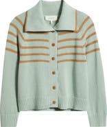 THE GREAT. The Scholar Crochet Stripe Cardigan