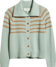 THE GREAT. The Scholar Crochet Stripe Cardigan