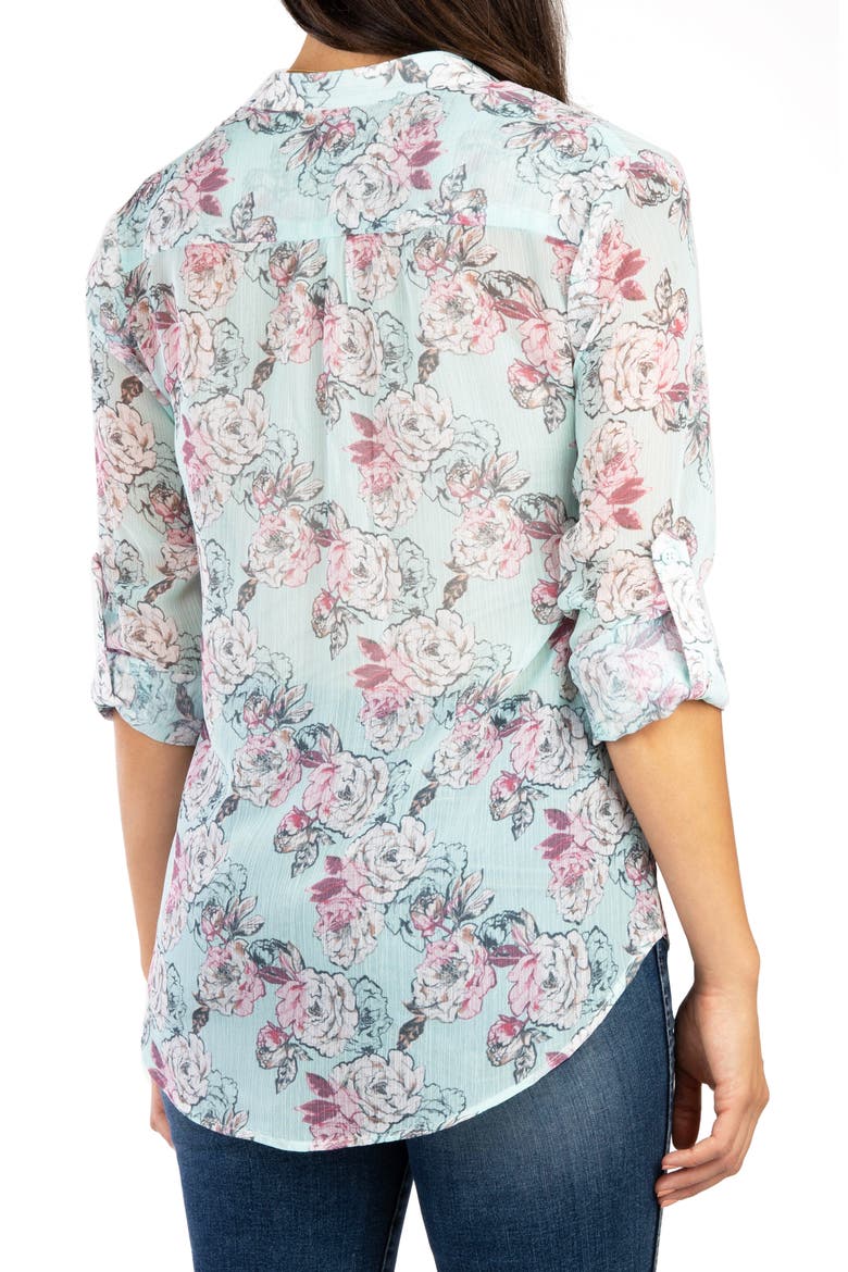 Jasmine Chiffon Button-Up Shirt, Alternate, color, GRASSE AQUA