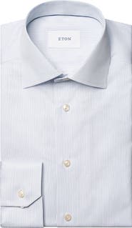 Eton Contemporary Fit Pinstripe Cotton Twill Dress Shirt