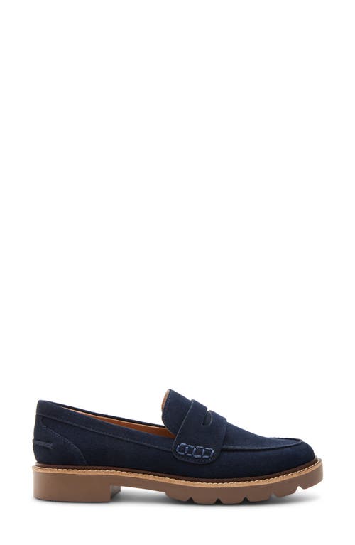 Blondo Waterproof Penny Loafer In Navy Suede