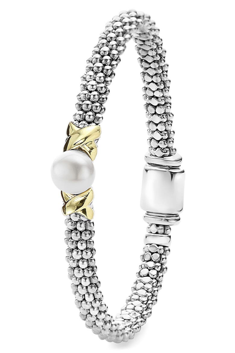 Luna Freshwater Pearl Rope Bracelet, Alternate, color, SILVER/ GOLD/ PEARL
