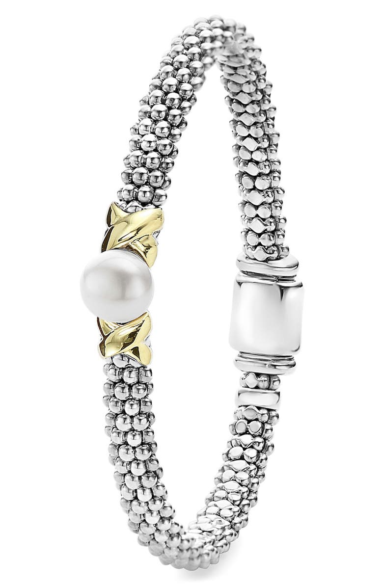 LAGOS Luna Freshwater Pearl Rope Bracelet, Alternate, color, Silver/ Gold/ Pearl