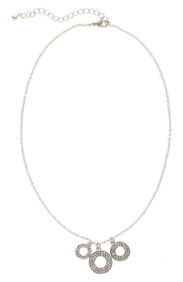 OLIVIA WELLES Pavé Circle Pendant Necklace, Alternate, color, Silver