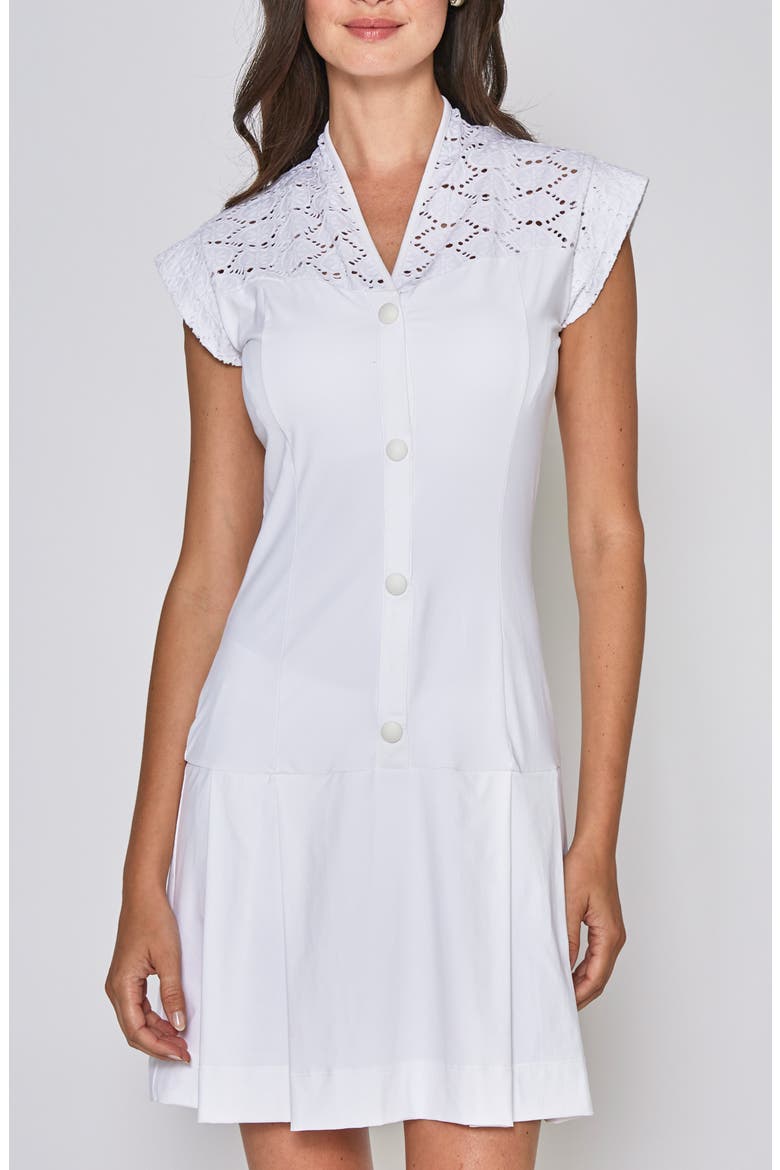 CAP SLEEVE LACE DRESS, Main, color, WHITE