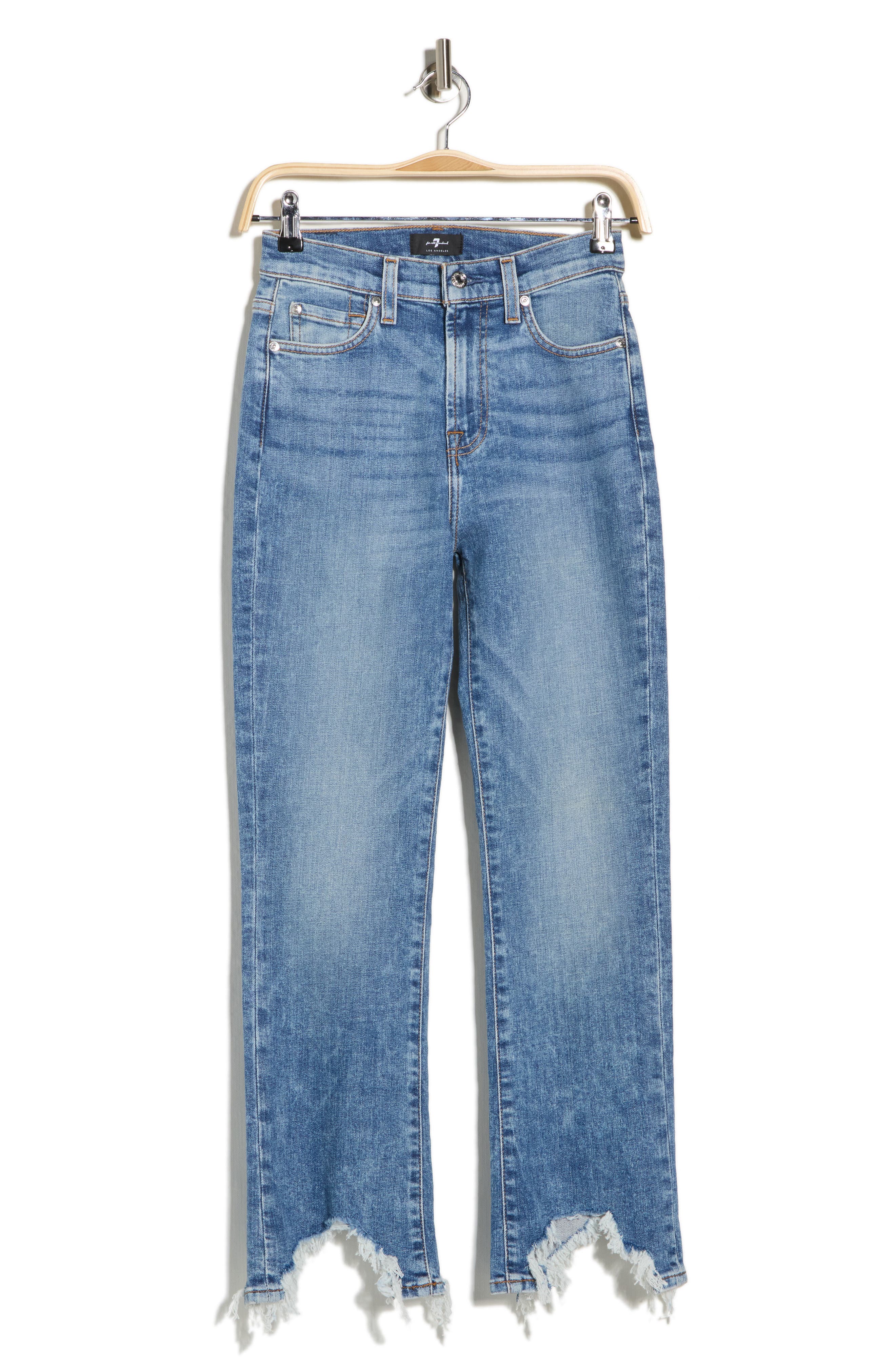 7 For All Mankind High Waist Slim Kick Flare Distressed Jeans