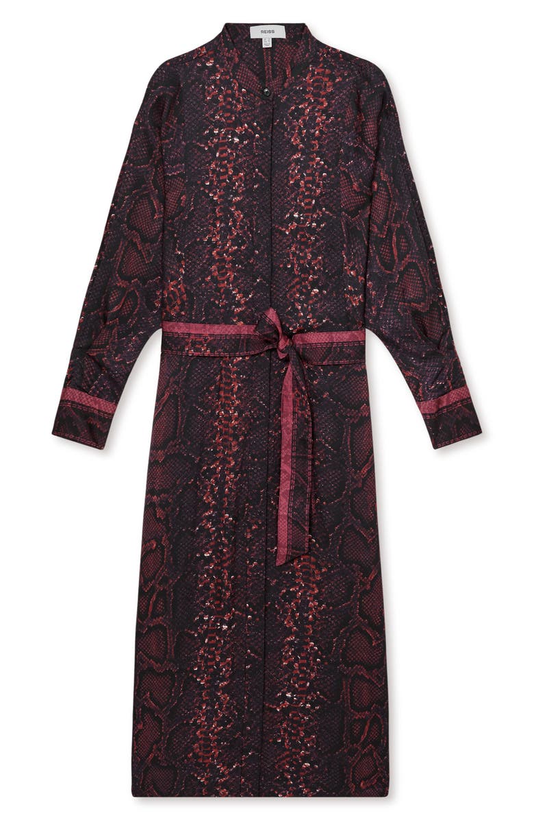 Reiss Daria Print Tie Waist Maxi Dress, Alternate, color, Burgundy/ Black