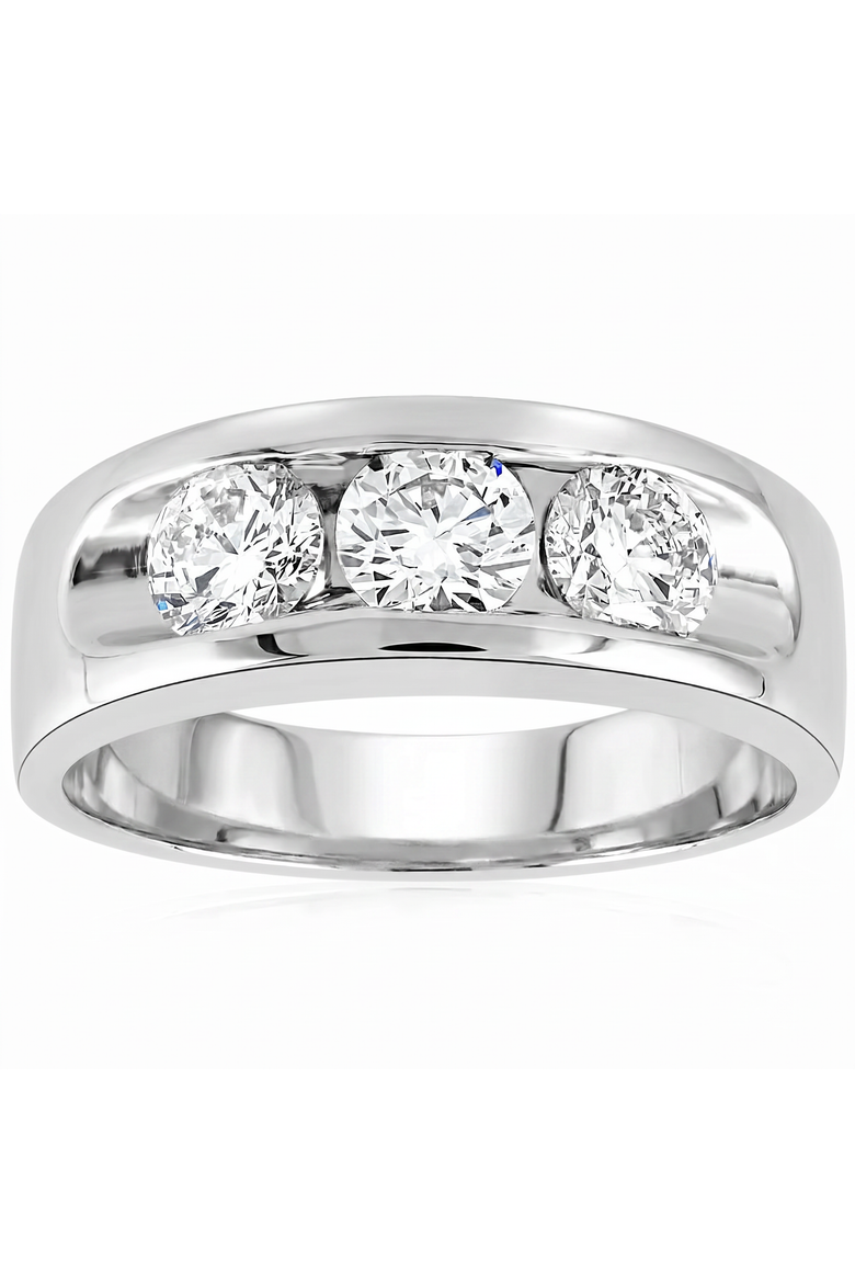 2 1/4Ct Diamond Men's Three Stone Ring 10k Gold Lab Grown, Main, color, 10k White Gold
