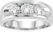 Bliss Diamond 2 1/4Ct Diamond Men's Three Stone Ring 10k Gold Lab Grown