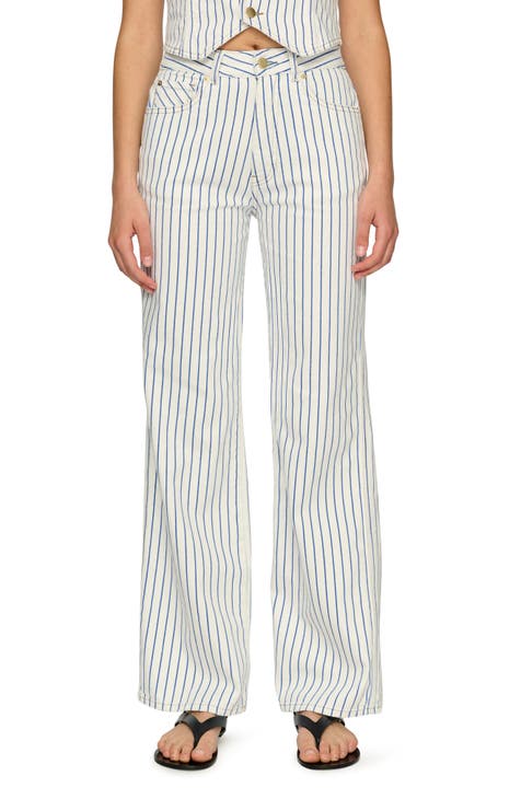 Gisele High Waist Wide Leg Jeans (Nautical Stripe Vintage)