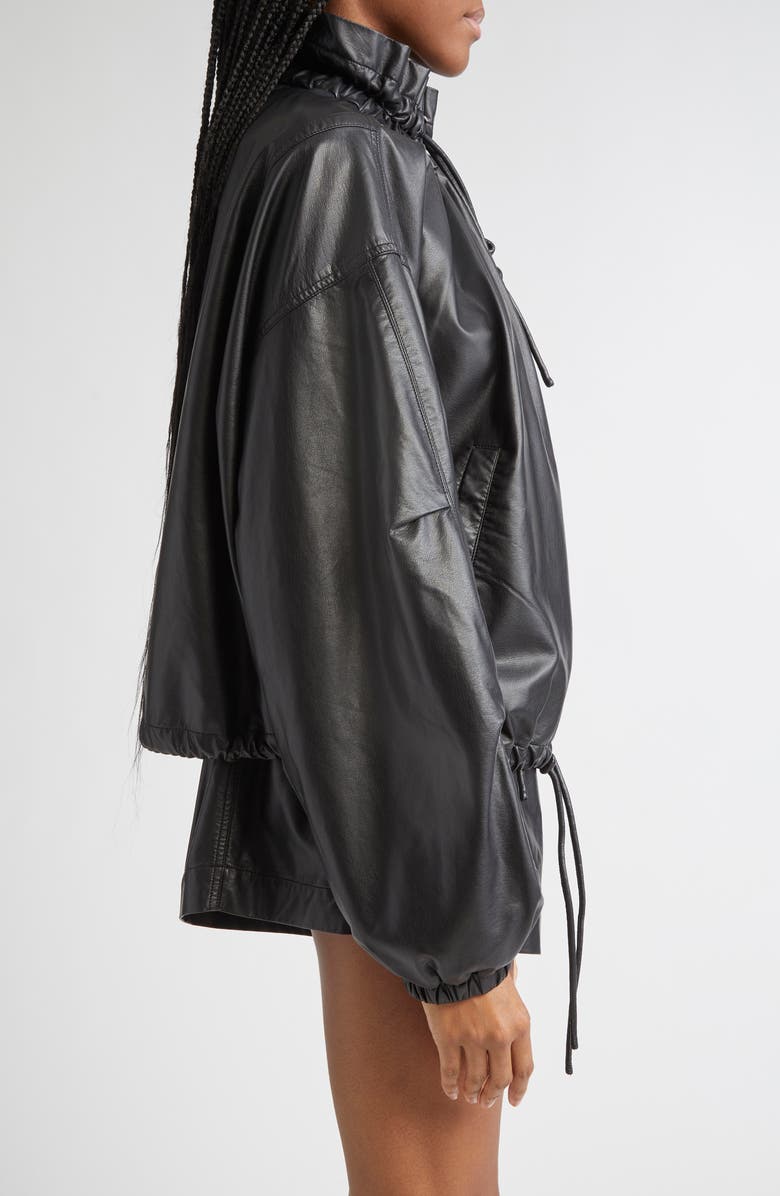 Isabel Marant Étoile Neela Faux Leather Drawstring Jacket, Alternate, color, Black
