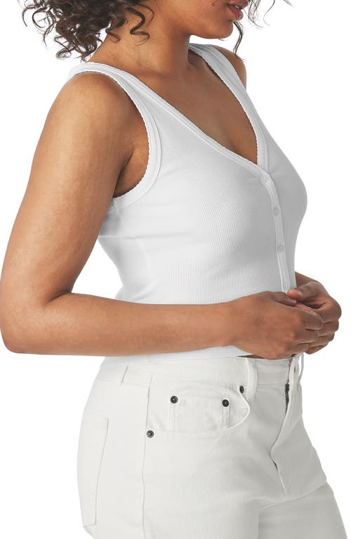 Florence By Mills Rib Button-up Tank Top In White