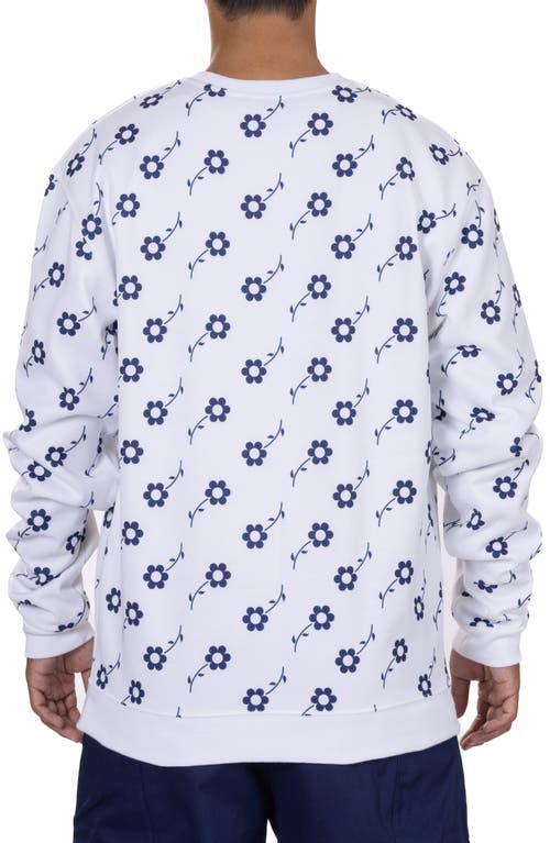 Vast Floral Print Recycled Polyester Sweatshirt In White