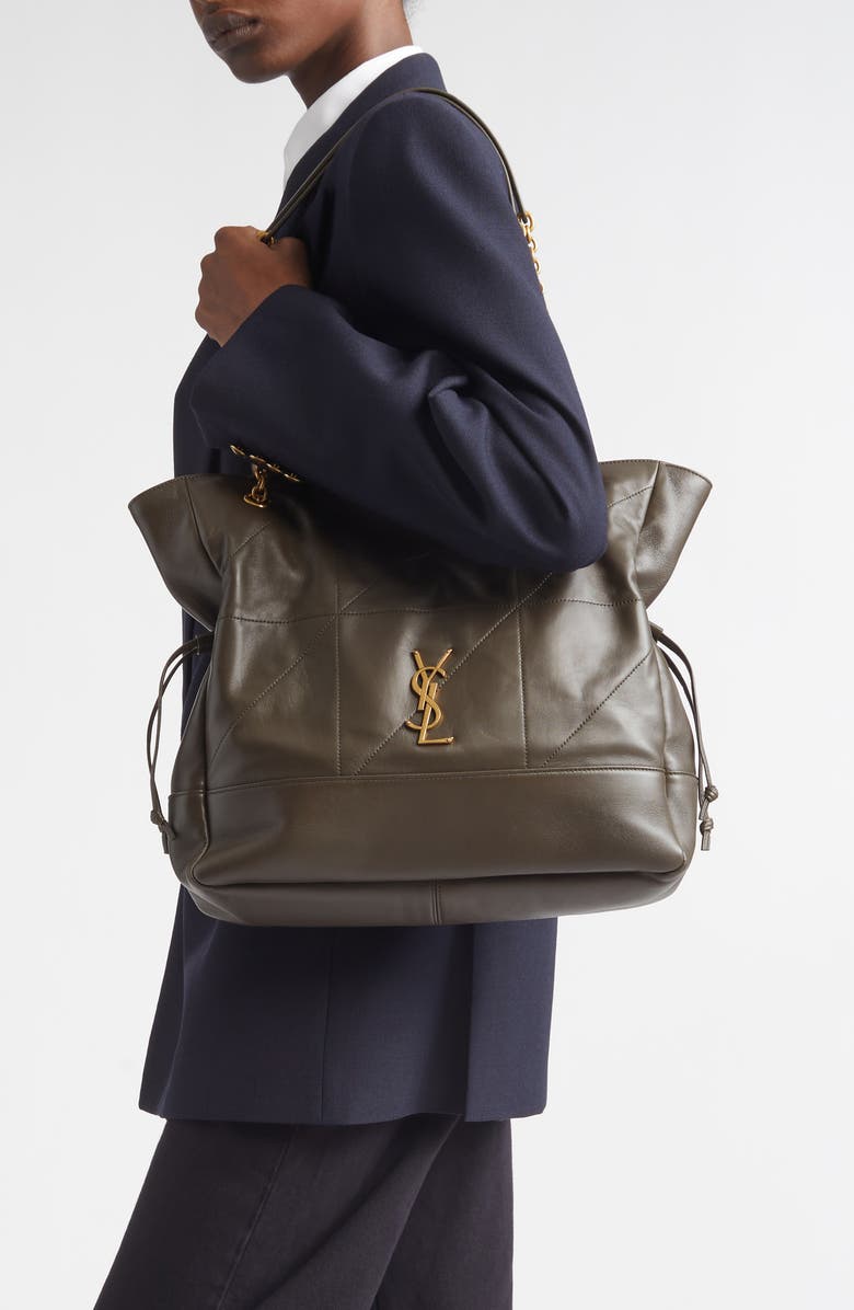 Saint Laurent Jamie 4.3 Patchwork Leather Shopper, Alternate, color, Light Musk