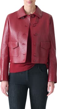 Akris Peer Lacqured Leather Crop Jacket