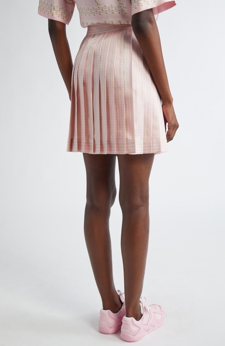Versace Chain Pinstripe Pleated Silk Twill Skirt, Alternate, color, 