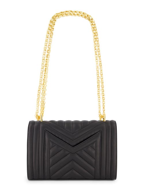 Mac Duggal Gold Chain Quilted Napa Leather Handbag In Black