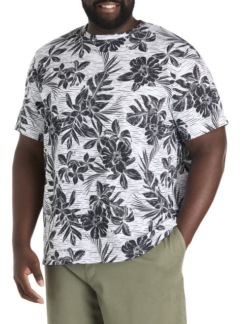 Harbor Bay By Dxl Big & Tall Moisture-wicking Tropical Print T-shirt