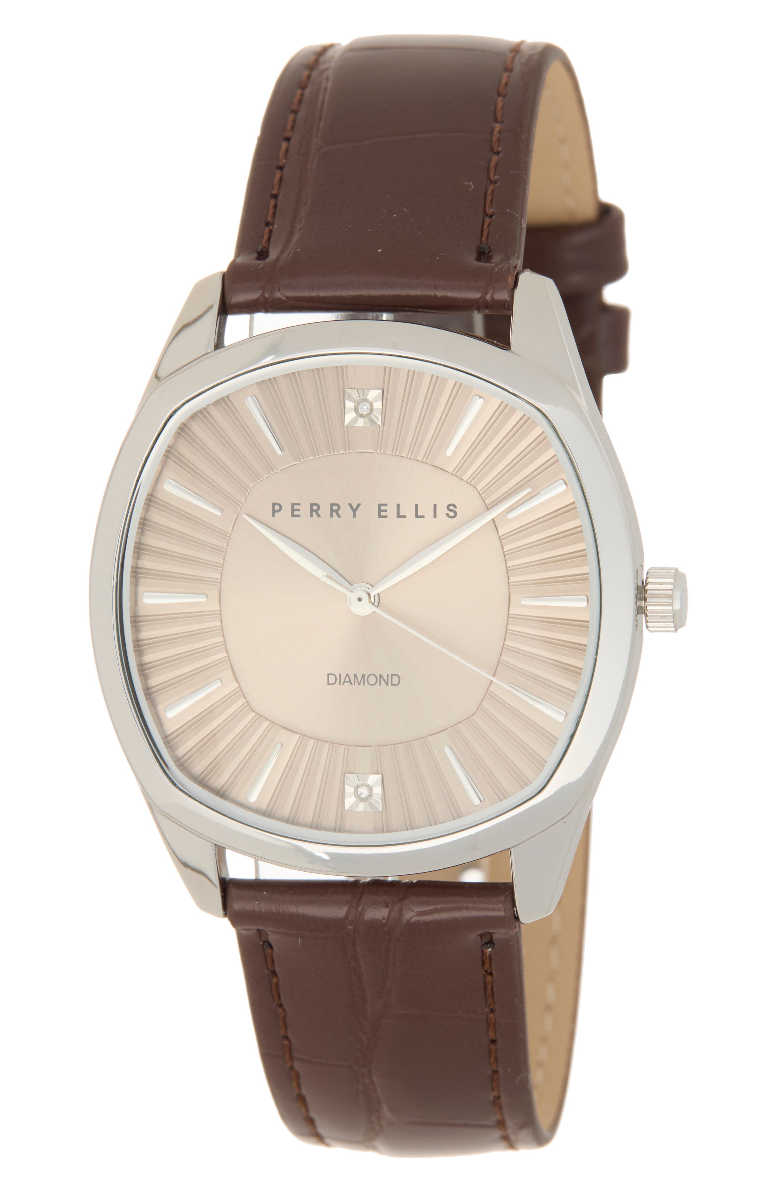Diamond Leather Strap Watch, 41mm