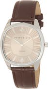 Perry Ellis Diamond Leather Strap Watch, 41mm