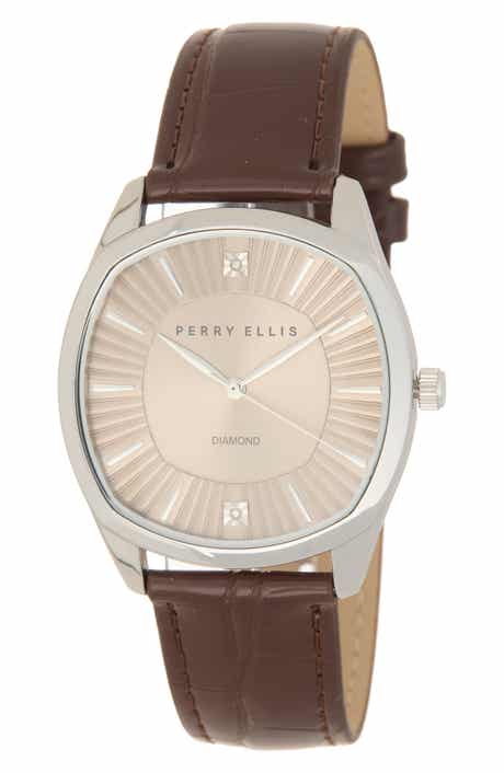 Diamond Leather Strap Watch, 41mm